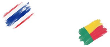 Beyaz Arkaplanda Tayland ve Benin Bayrakları