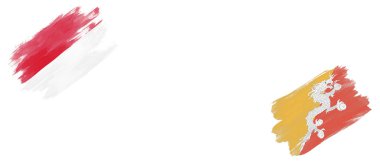 Beyaz Arkaplanda Endonezya ve Bhutan Bayrakları