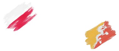 Polonya ve Bhutan Bayrakları Beyaz Arkaplanda