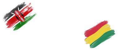 Beyaz Arkaplanda Kenya ve Bolivya Bayrakları