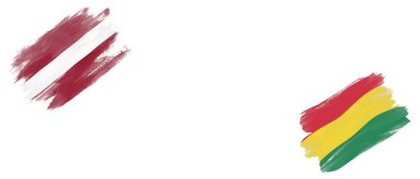 Beyaz Arkaplanda Letonya ve Bolivya Bayrakları