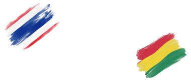 Beyaz Arkaplanda Tayland ve Bolivya Bayrakları