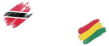 Beyaz Arkaplanda Trinidad ve Tobago ve Bolivya Bayrakları