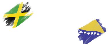 Beyaz Arkaplanda Jamaika ve Bosna Bayrakları