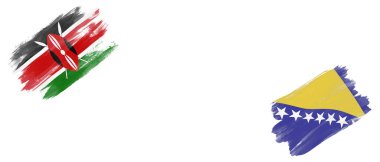 Beyaz Arkaplanda Kenya ve Bosna Bayrakları