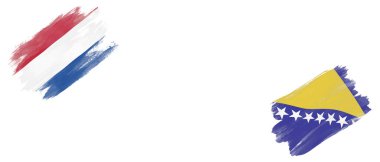 Beyaz Arkaplanda Hollanda ve Bosna Bayrakları