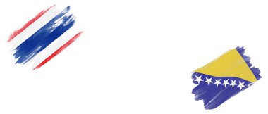 Beyaz Arkaplanda Tayland ve Bosna Bayrakları