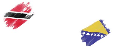 Beyaz Arkaplanda Trinidad ve Tobago ve Bosna Bayrakları