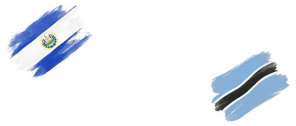 エルサルバドルとボツワナの旗 白い背景 — ストック写真