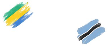 Beyaz Arkaplanda Gabon ve Botswana Bayrakları