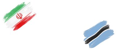 Beyaz Arkaplanda İran ve Botswana Bayrakları