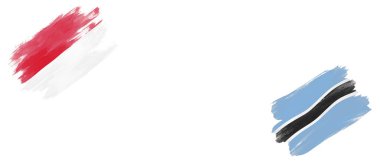 Beyaz Arkaplanda Endonezya ve Botswana Bayrakları