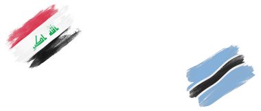 Beyaz Arkaplanda Irak ve Botswana Bayrakları