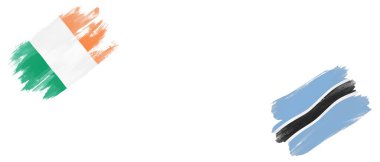 Beyaz Arkaplanda İrlanda ve Botswana Bayrakları