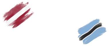 Beyaz Arkaplanda Letonya ve Botswana Bayrakları