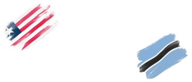 Liberya ve Botswana Bayrakları Beyaz Arkaplanda