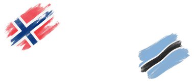 Norveç ve Botswana Bayrakları Beyaz Arkaplanda
