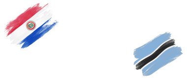 Beyaz Arkaplanda Paraguay ve Botswana Bayrakları