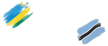 Beyaz Arkaplanda Ruanda ve Botswana Bayrakları