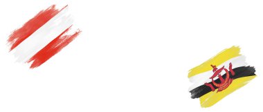 Avusturya ve Brunei Bayrakları Beyaz Arkaplanda