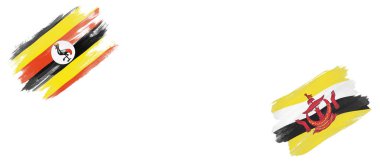 Beyaz Arkaplanda Uganda ve Brunei Bayrakları