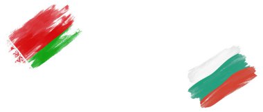 Beyaz Arkaplanda Belarus ve Bulgaristan Bayrakları