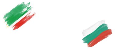 Beyaz Arkaplanda Çeçenistan ve Bulgaristan Bayrakları