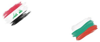 Beyaz Arkaplanda Irak ve Bulgaristan Bayrakları