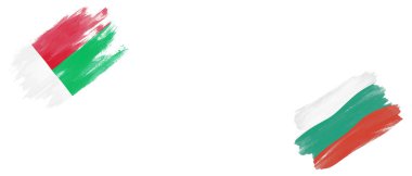 Madagaskar ve Bulgaristan Beyaz Arkaplanda Bayraklar