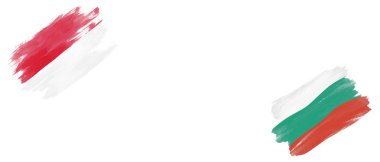 Monako ve Bulgaristan Beyaz Arkaplanda Bayraklar