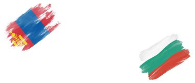 Beyaz Arkaplanda Moğolistan ve Bulgaristan Bayrakları