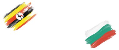 Beyaz Arkaplanda Uganda ve Bulgaristan Bayrakları