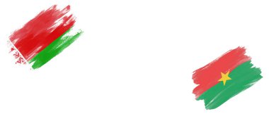 Beyaz Arkaplanda Belarus ve Burkina Bayrakları