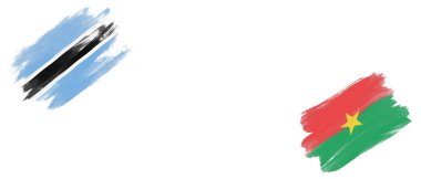 Beyaz Arkaplanda Botswana ve Burkina Bayrakları