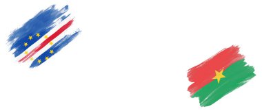 Cape Verde ve Burkina Bayrakları Beyaz Arkaplanda