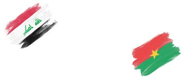 Beyaz Arkaplanda Irak ve Burkina Bayrakları