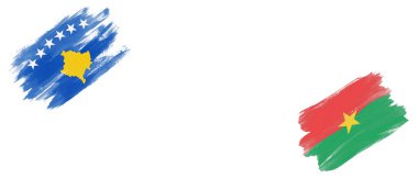 Kosova ve Burkina Bayrakları Beyaz Arkaplanda