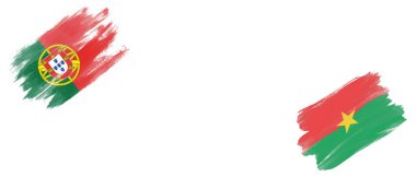 Beyaz Arkaplanda Portekiz ve Burkina Bayrakları
