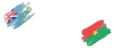 Tuvalu ve Burkina Bayrakları Beyaz Arkaplanda