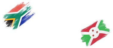 Beyaz Arkaplanda Güney Afrika ve Burundi Bayrakları