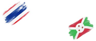 Beyaz Arkaplanda Tayland ve Burundi Bayrakları