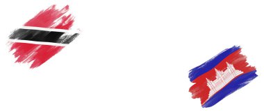 Trinidad ve Tobago ve Kamboçya Bayrakları Beyaz Arkaplanda