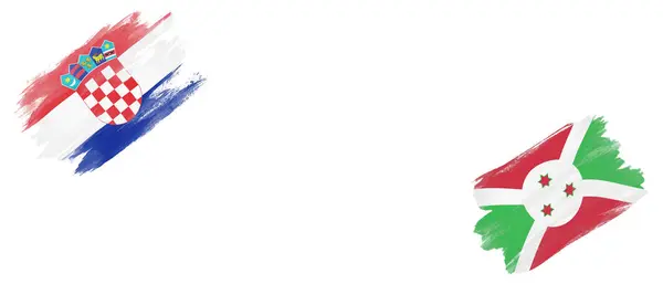 克罗地亚和布隆迪白底旗 — 图库照片
