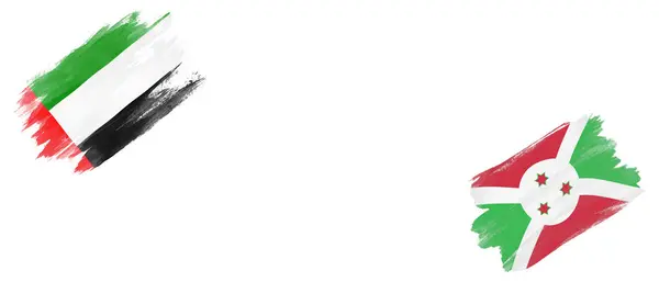 화이트 배경에 에미리트와 부룬디 플래그 — 스톡 사진