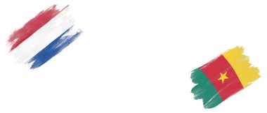 Beyaz Arkaplanda Hollanda ve Kamerun Bayrakları