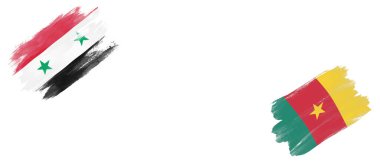 Beyaz Arkaplanda Suriye ve Kamerun Bayrakları