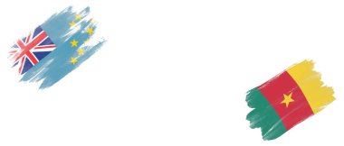 Tuvalu ve Kamerun Bayrakları Beyaz Arkaplanda