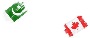 Beyaz Arkaplanda Pakistan ve Kanada Bayrakları