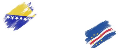 Bosna-Hersek ve Verde Bayrakları Beyaz Arkaplanda