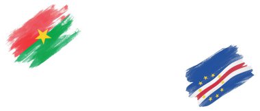 Beyaz Arkaplanda Burkina Faso ve Verde Bayrakları